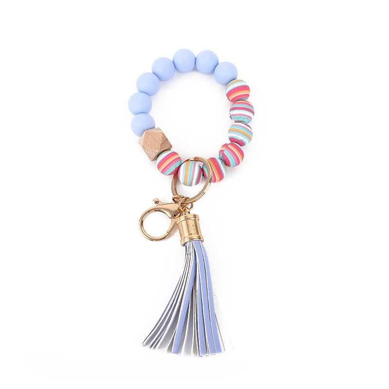 Silicone Beads Wrist Keychain Color