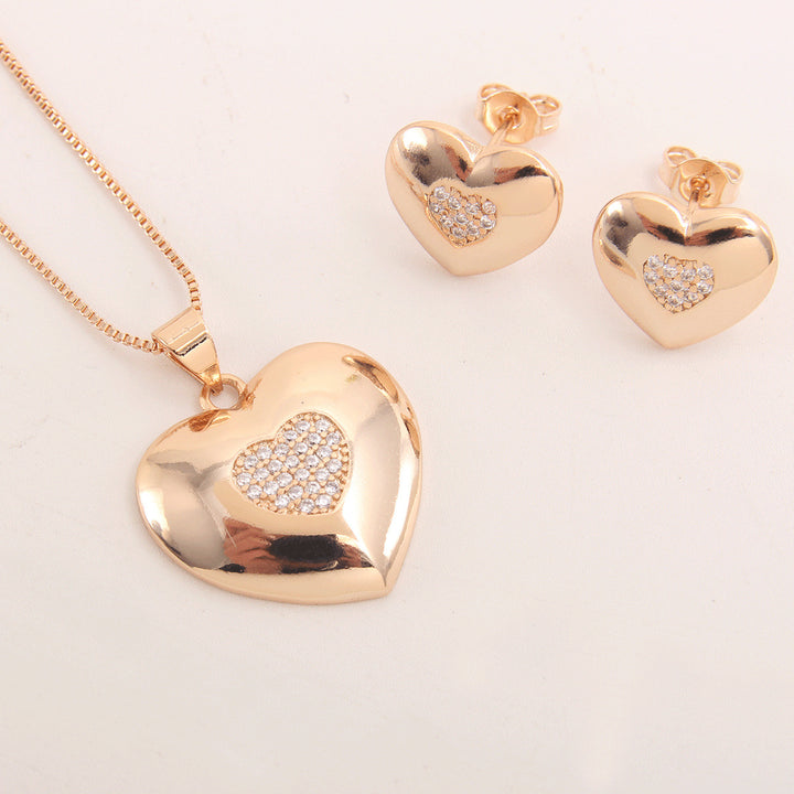 Heart-shaped Zircon Women's Necklace Suit