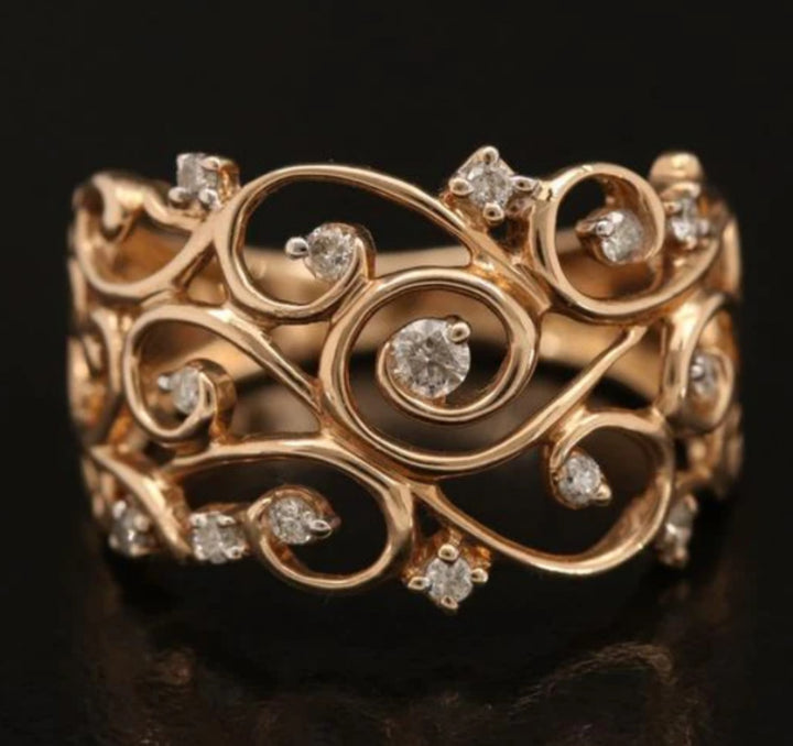 Retro Creative Golden Hollow Ring Trend