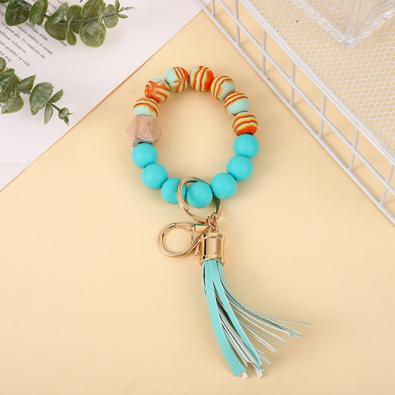 Silicone Beads Wrist Keychain Color