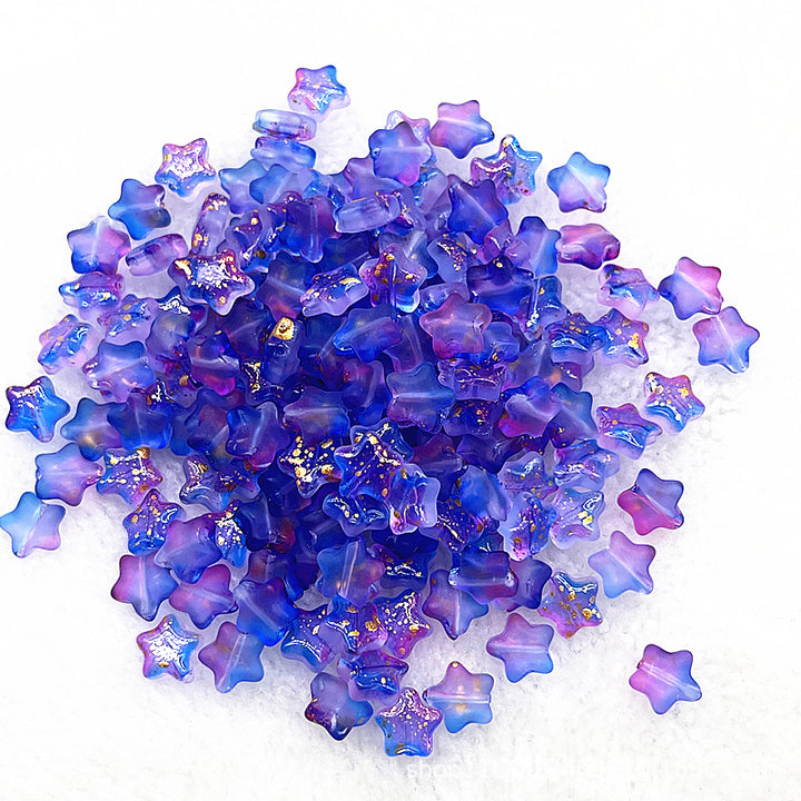8mm Gold Straight Hole Pentagram Colored Glaze Pendant Beads
