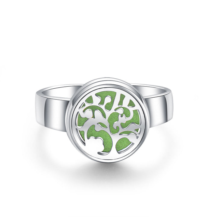 Hollow Adjustable Tree Of Life Titanium Steel Aromatherapy Diffuser Ring