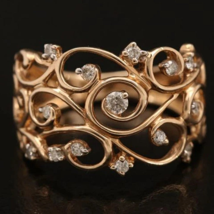 Retro Creative Golden Hollow Ring Trend