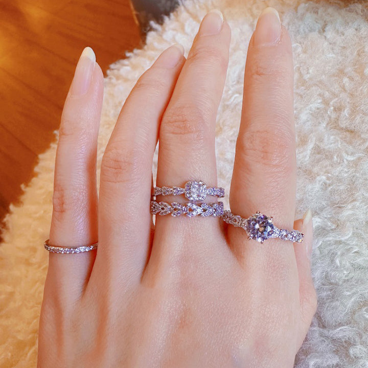 Rhinestone Slim Ring Female Fashion Refined And Simple