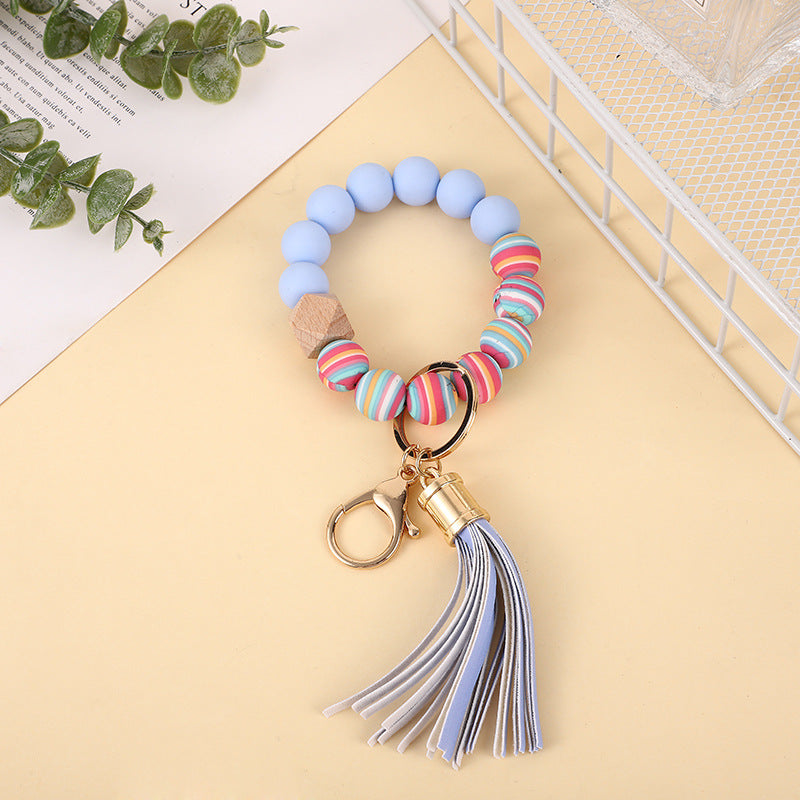 Silicone Beads Wrist Keychain Color