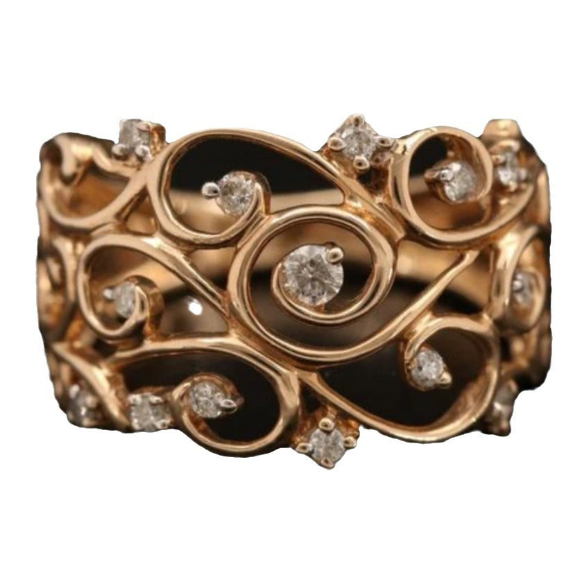 Retro Creative Golden Hollow Ring Trend