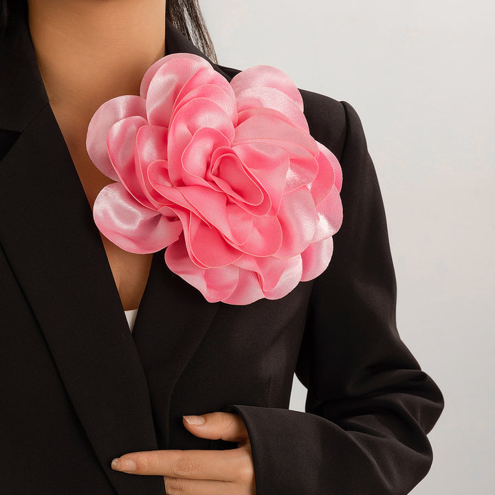 Fabric Exaggerated Large Flower Brooch