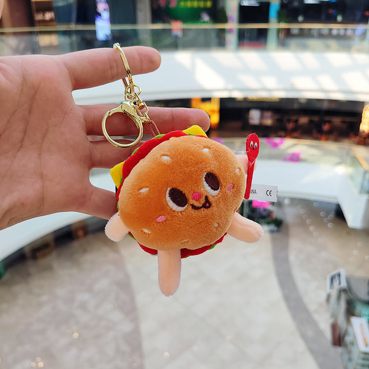 Cartoon Plush Hamburger Fries Hot Dog Chicken Leg Keychain Doll Pendant