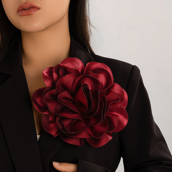 Fabric Exaggerated Large Flower Brooch