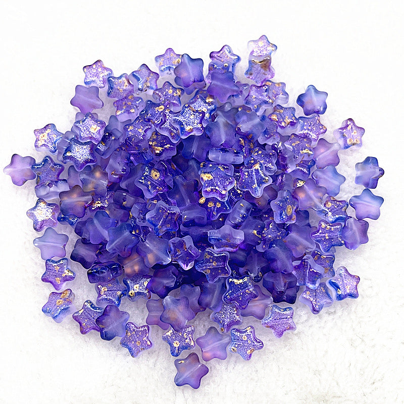 8mm Gold Straight Hole Pentagram Colored Glaze Pendant Beads