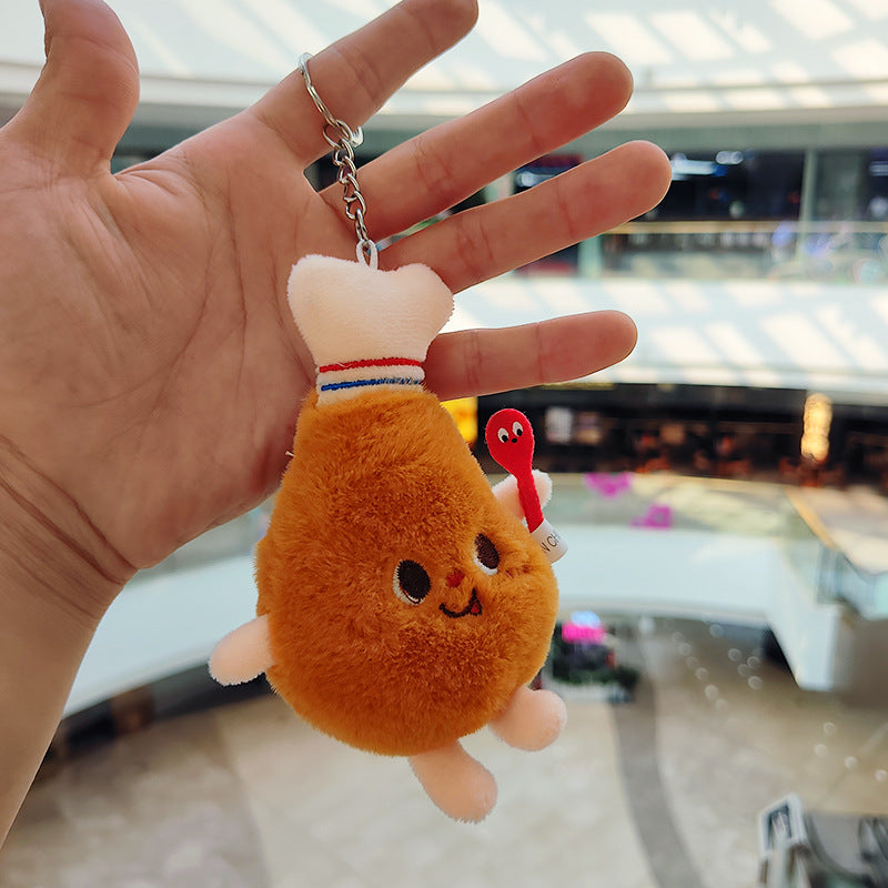 Cartoon Plush Hamburger Fries Hot Dog Chicken Leg Keychain Doll Pendant