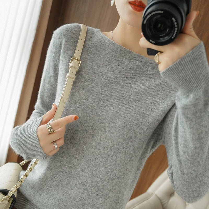 Women's Round Neck Short Pullover Sweater Loose Thin