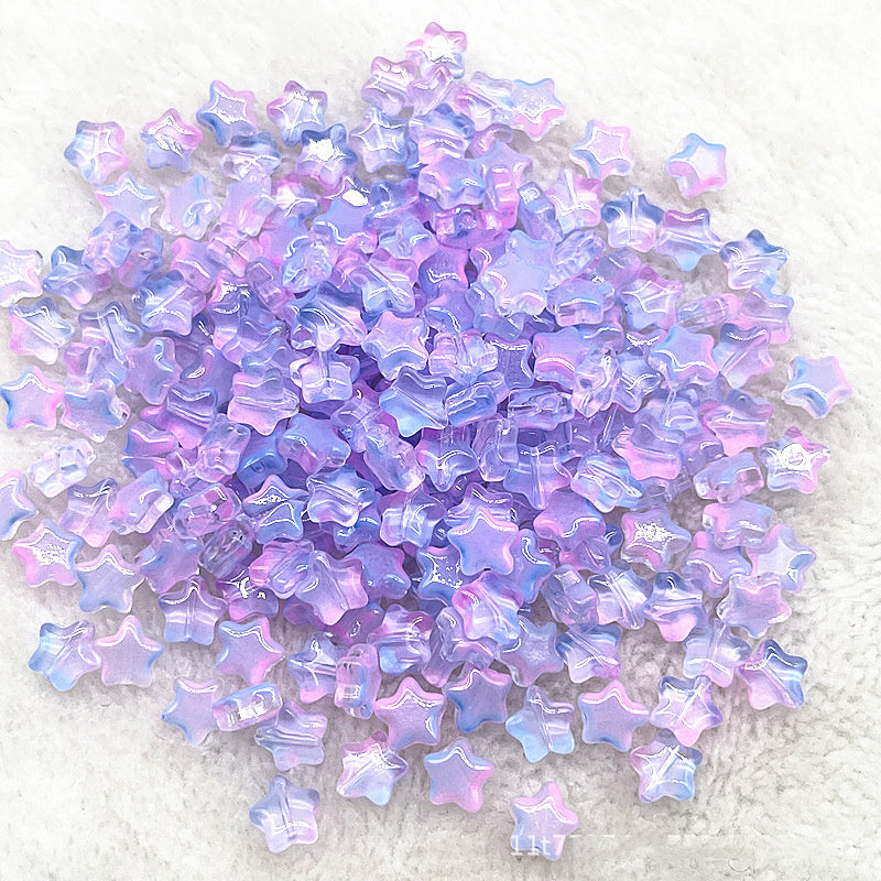 8mm Gold Straight Hole Pentagram Colored Glaze Pendant Beads