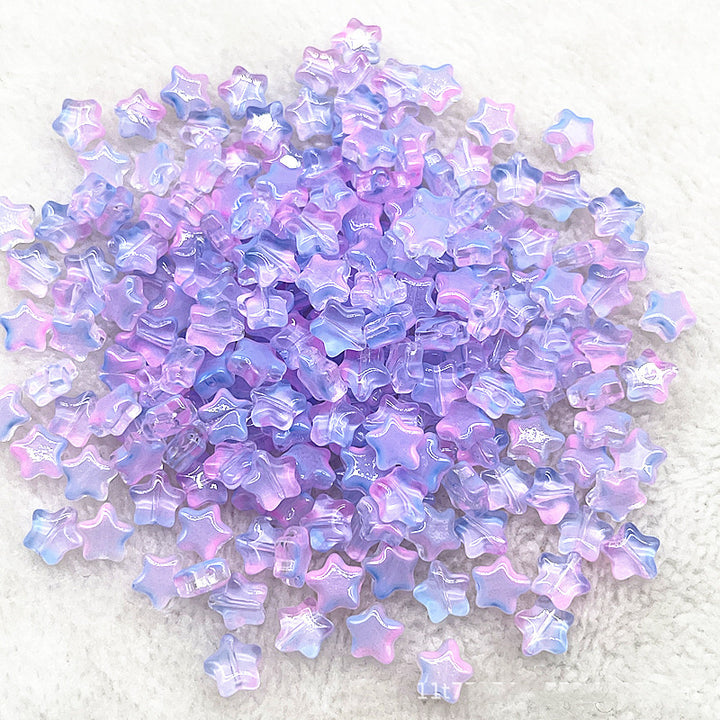 8mm Gold Straight Hole Pentagram Colored Glaze Pendant Beads