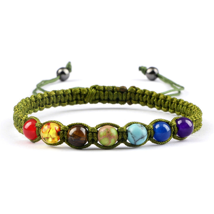 AliExpress New Cross-border Hot Selling 6MM Colorful Natural Stone Ball Bracelet Hand-woven Adjustable