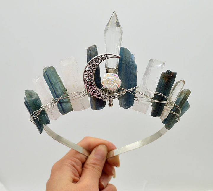 Natural Crystal Column Handmade Crown Hair Accessories