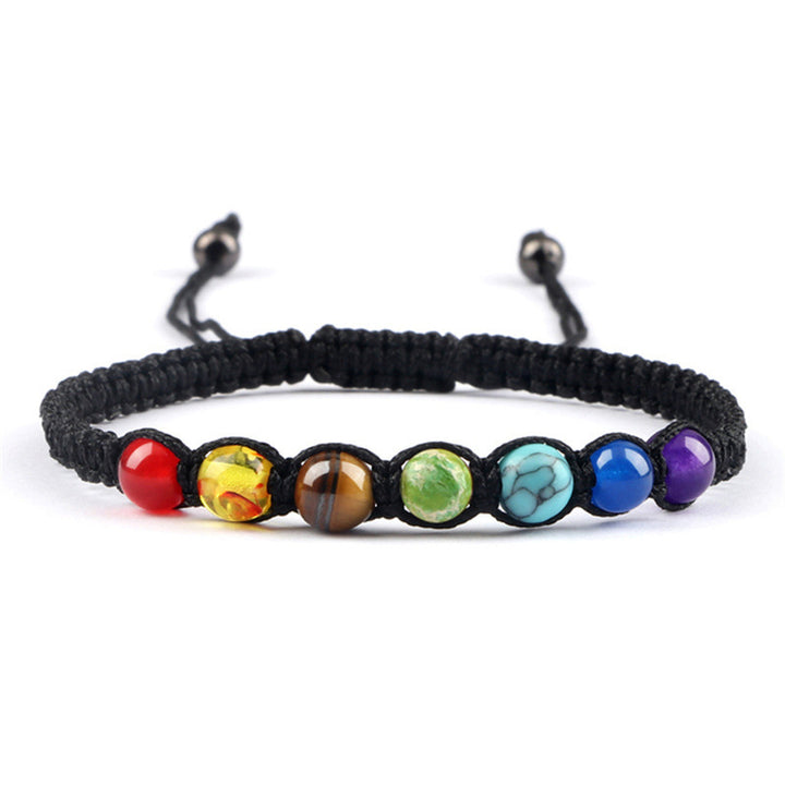 AliExpress New Cross-border Hot Selling 6MM Colorful Natural Stone Ball Bracelet Hand-woven Adjustable