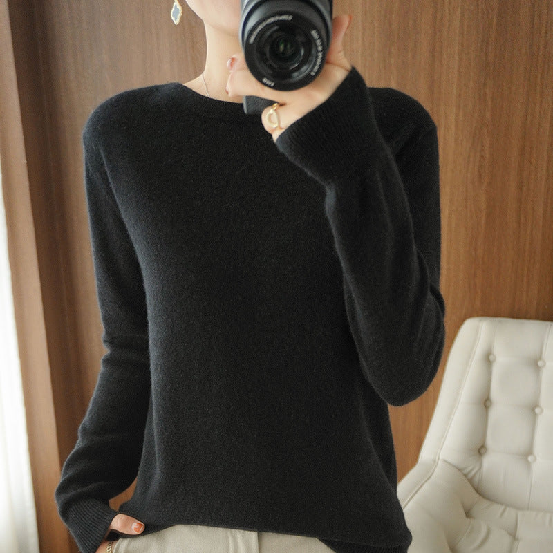 Women's Round Neck Short Pullover Sweater Loose Thin