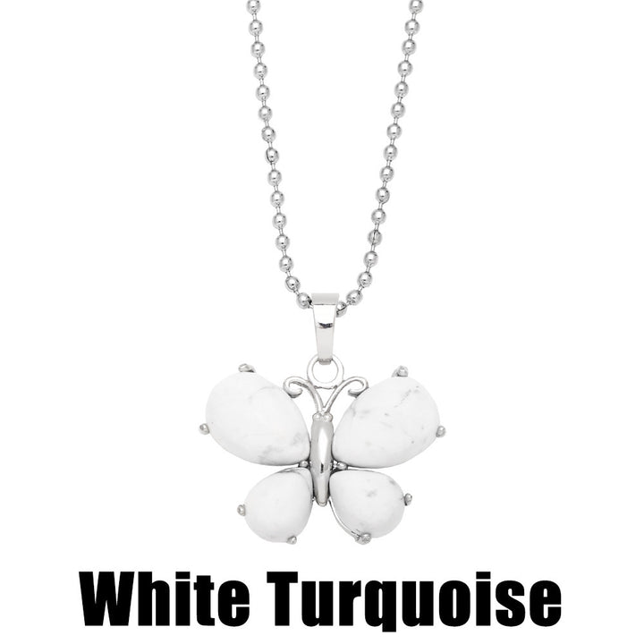 Crystal Agate Butterfly Necklace Pendant Neck Accessories