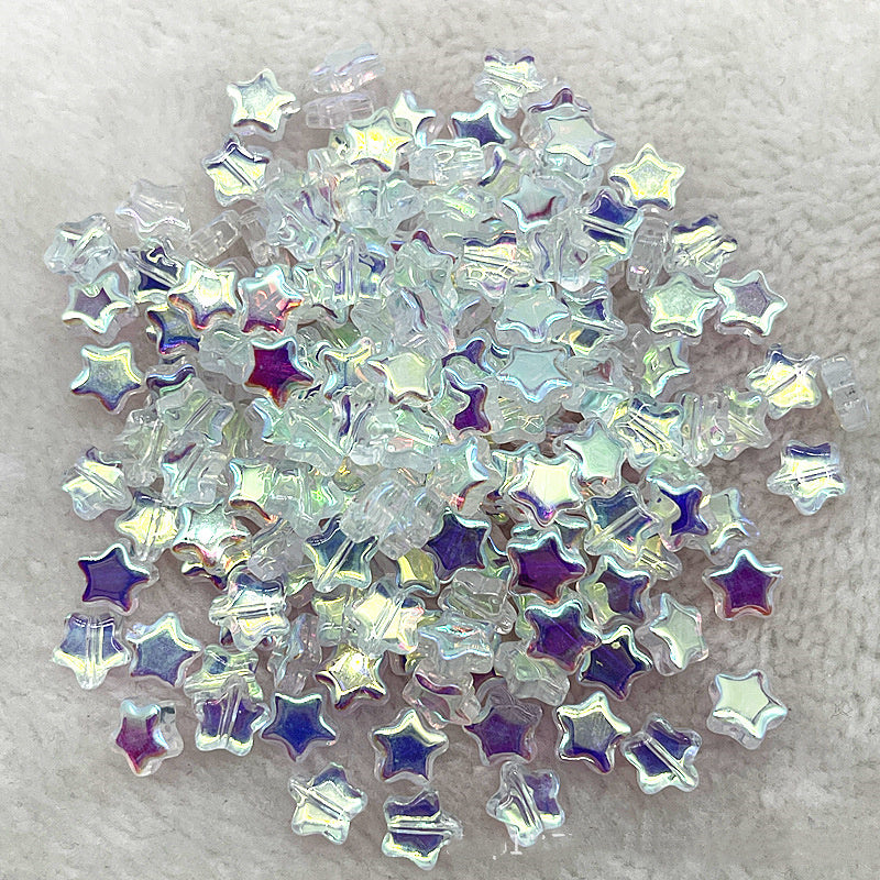 8mm Gold Straight Hole Pentagram Colored Glaze Pendant Beads
