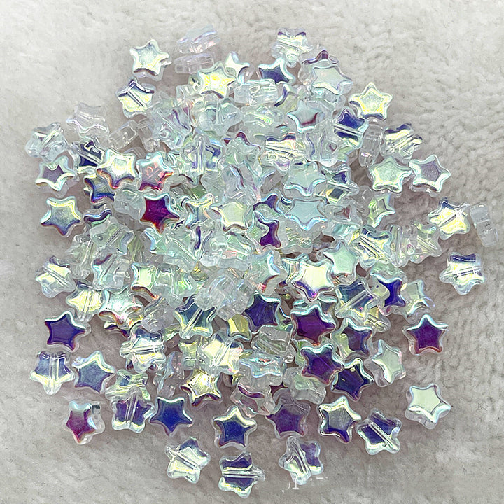 8mm Gold Straight Hole Pentagram Colored Glaze Pendant Beads