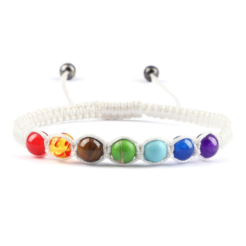 AliExpress New Cross-border Hot Selling 6MM Colorful Natural Stone Ball Bracelet Hand-woven Adjustable