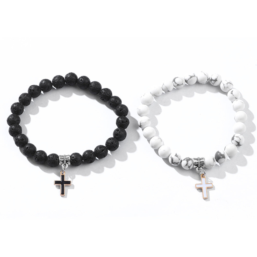 Fashion Personality Volcanic Rock Cross Bracelet