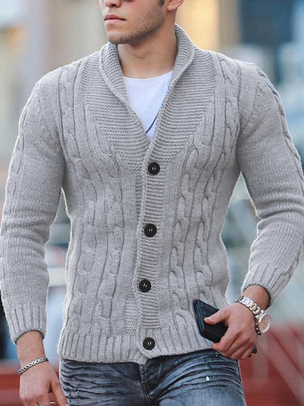 New Sweater Men's Knitted Cardigan Solid Color Slim Men's Jacket