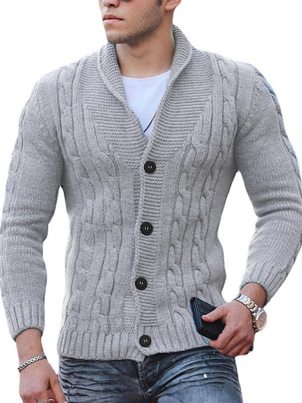 New Sweater Men's Knitted Cardigan Solid Color Slim Men's Jacket