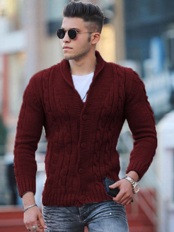 New Sweater Men's Knitted Cardigan Solid Color Slim Men's Jacket