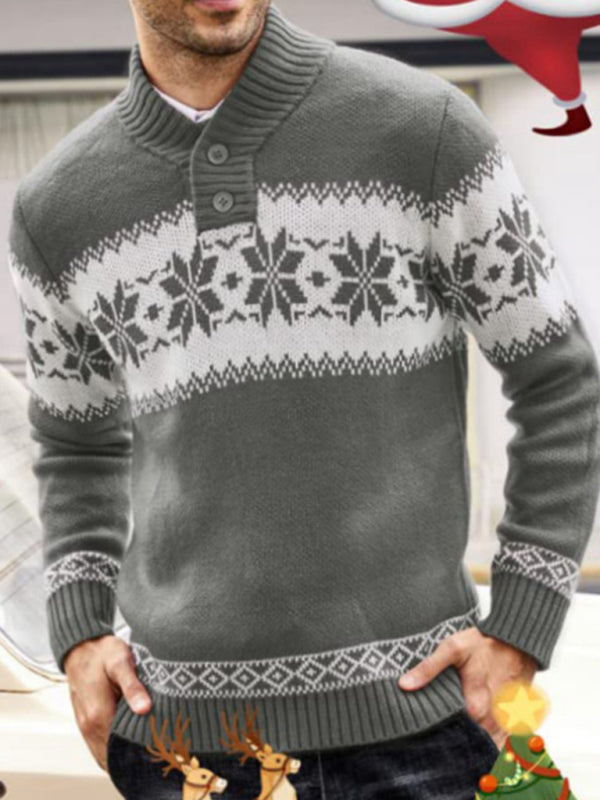 Men's Christmas jacquard sweater pullover