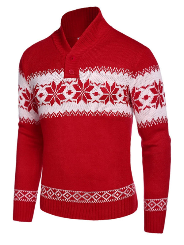 Men's Christmas jacquard sweater pullover