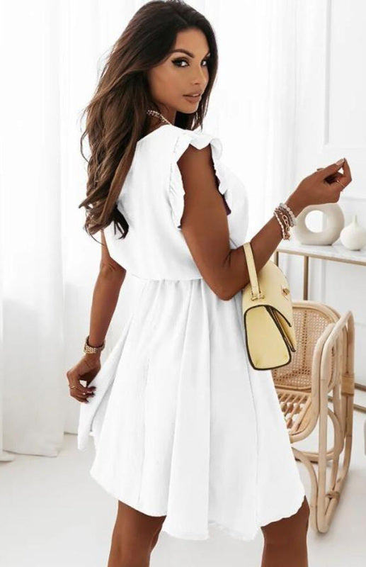 Women'S Waist Strap Short Sleeve Dress