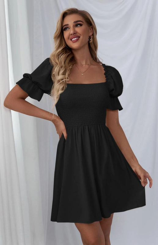 Women's Puff Sleeve Short Sleeve Solid Color Dress