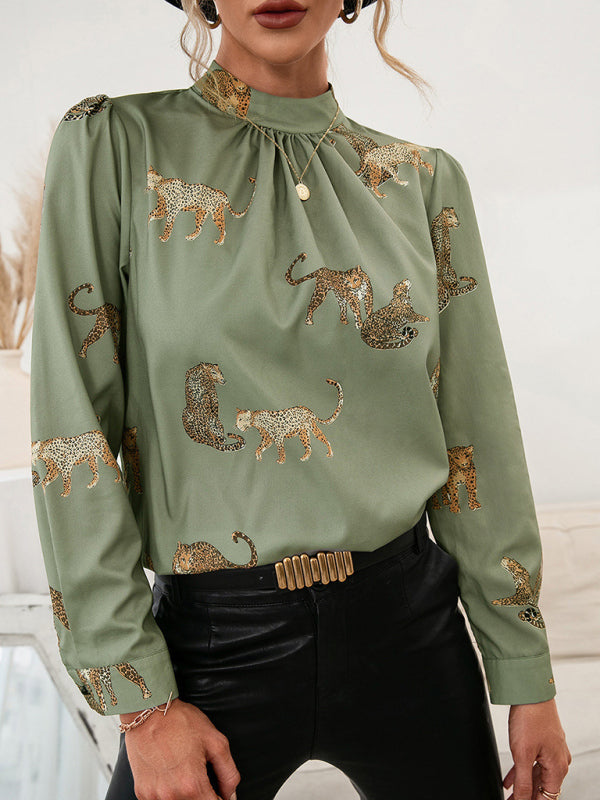 Leopard Print Shirt Long Sleeve Pullover Shirt