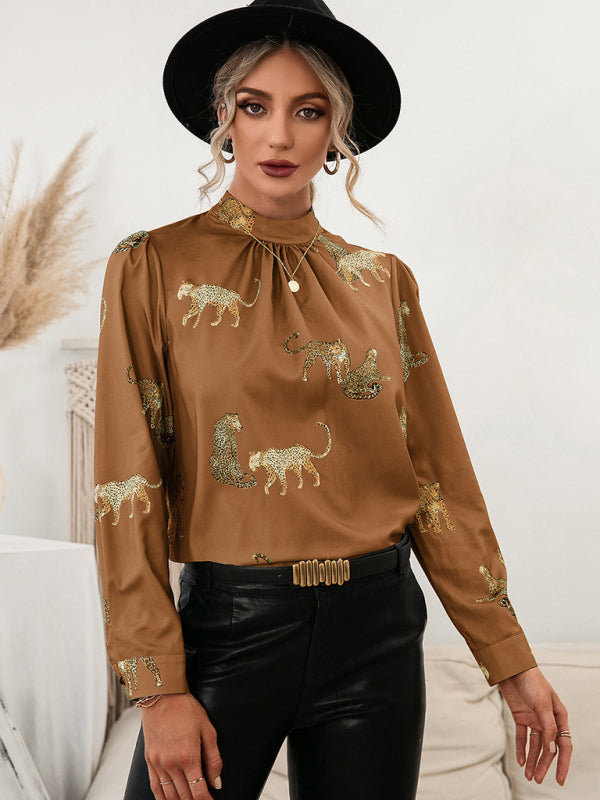 Leopard Print Shirt Long Sleeve Pullover Shirt