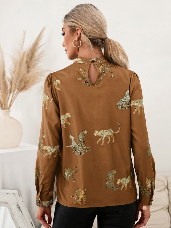 Leopard Print Shirt Long Sleeve Pullover Shirt