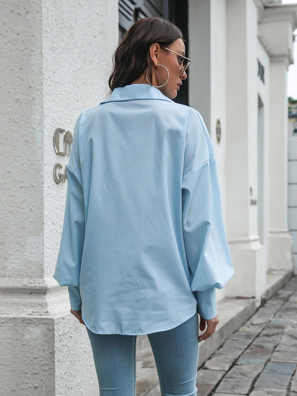 Women's Lantern Sleeve drop shoulder Long Sleeve Shirt