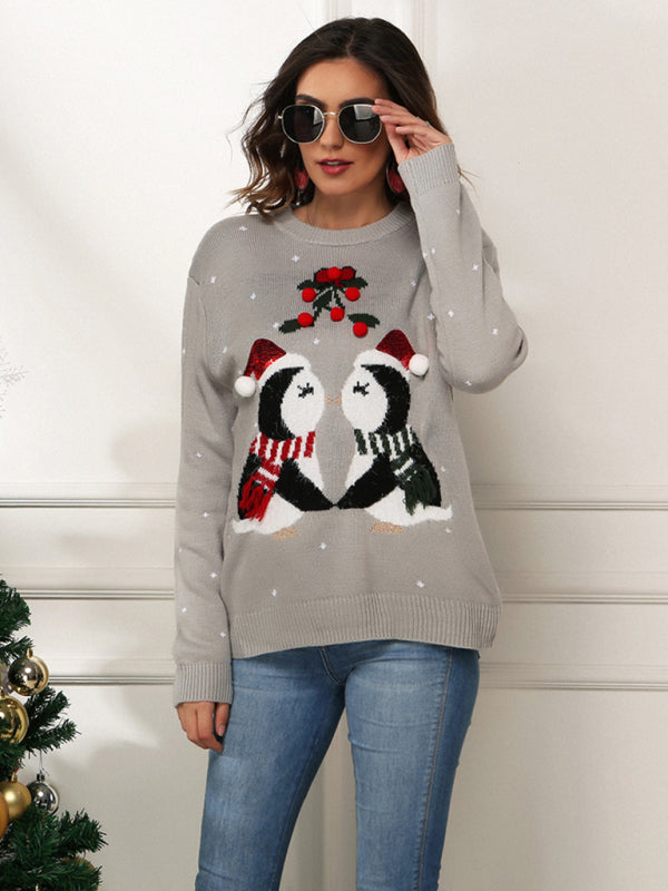 Women's pullover Christmas knitted long sleeve sweater