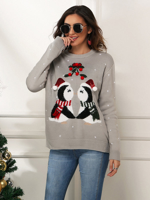 Women's pullover Christmas knitted long sleeve sweater