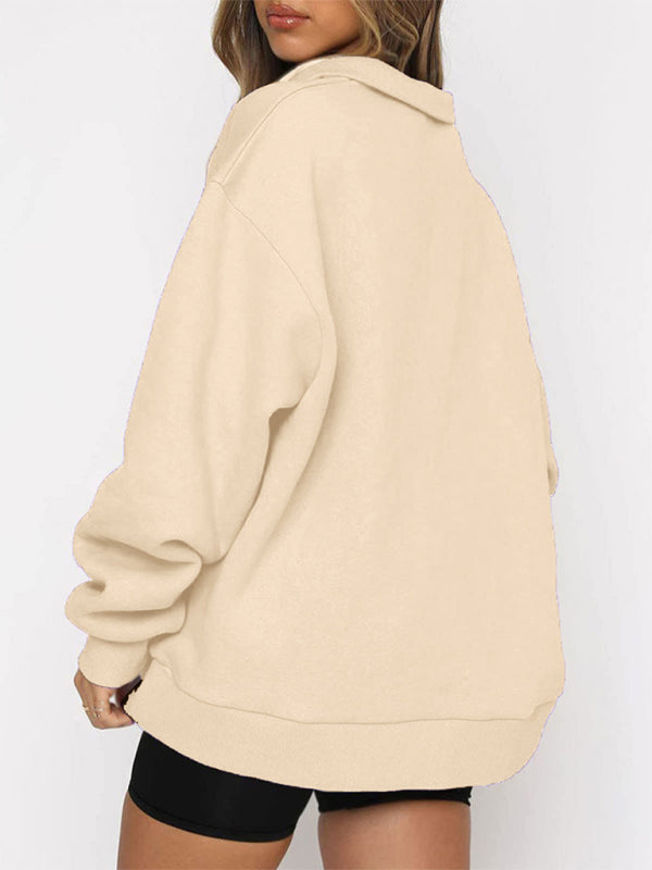 Pocket Top Half Zip Pullover Long Sleeve Sweatshirt Sweatshirt