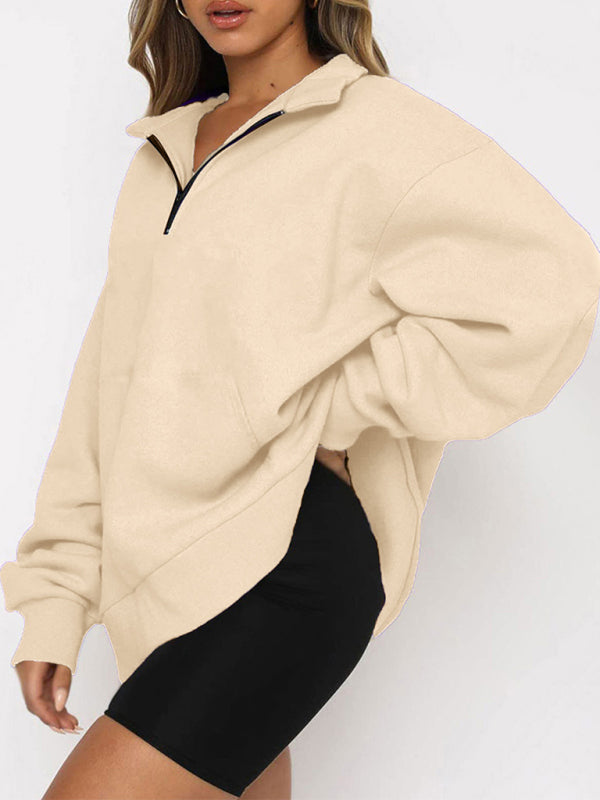 Pocket Top Half Zip Pullover Long Sleeve Sweatshirt Sweatshirt