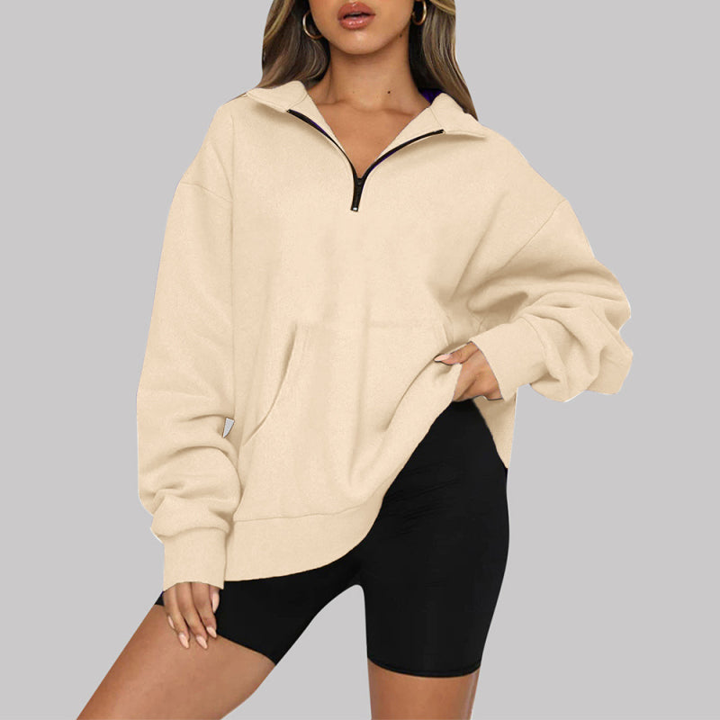 Pocket Top Half Zip Pullover Long Sleeve Sweatshirt Sweatshirt