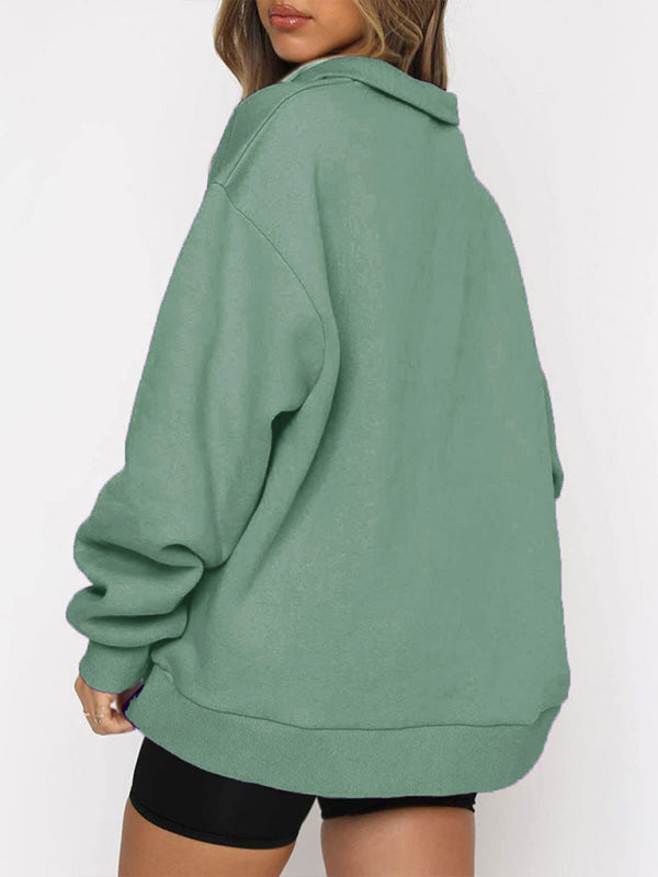 Pocket Top Half Zip Pullover Long Sleeve Sweatshirt Sweatshirt