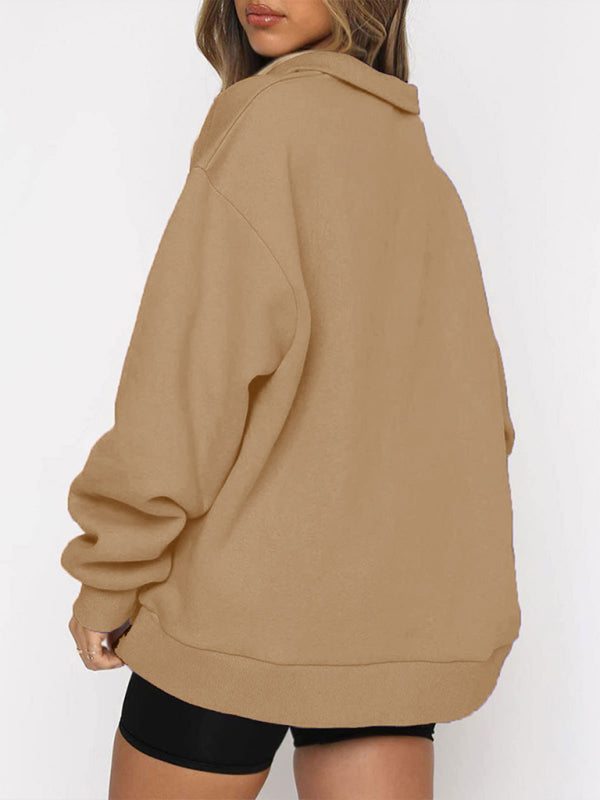 Pocket Top Half Zip Pullover Long Sleeve Sweatshirt Sweatshirt