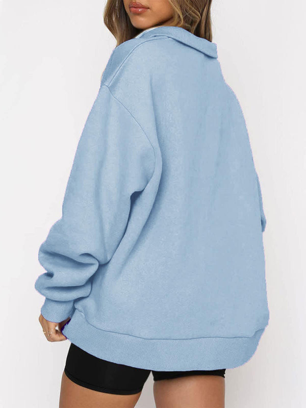 Pocket Top Half Zip Pullover Long Sleeve Sweatshirt Sweatshirt