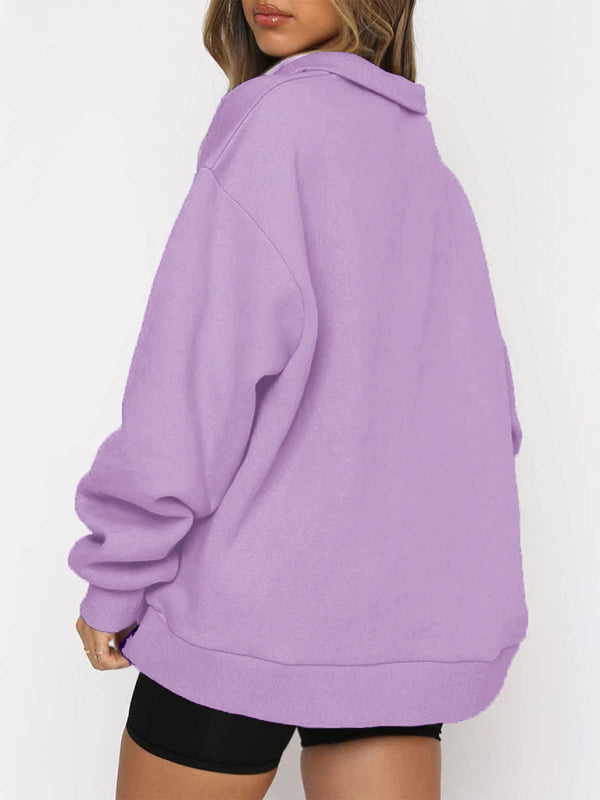 Pocket Top Half Zip Pullover Long Sleeve Sweatshirt Sweatshirt