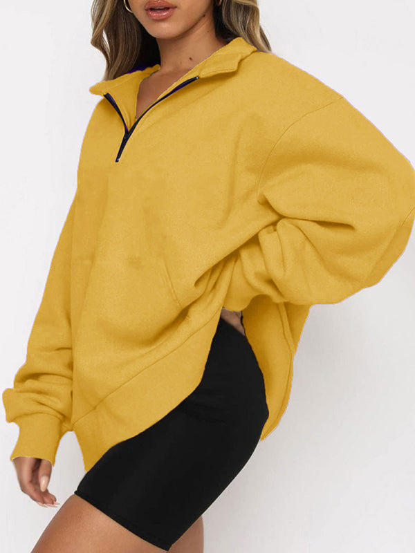 Pocket Top Half Zip Pullover Long Sleeve Sweatshirt Sweatshirt