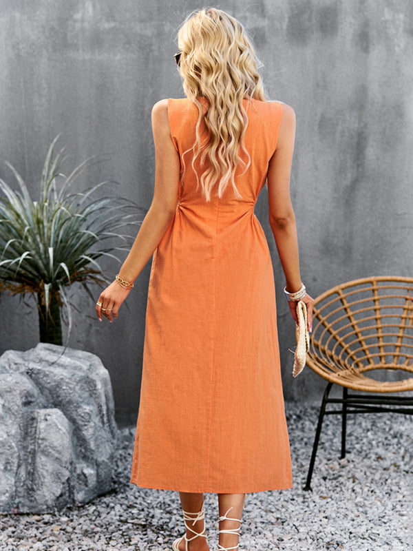 Summer Temperament Waistless Long Sleeveless Sundress