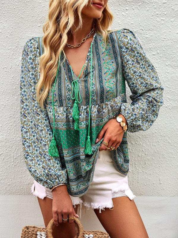 Bohemian temperament top shirt spring and autumn four seasons new shirt